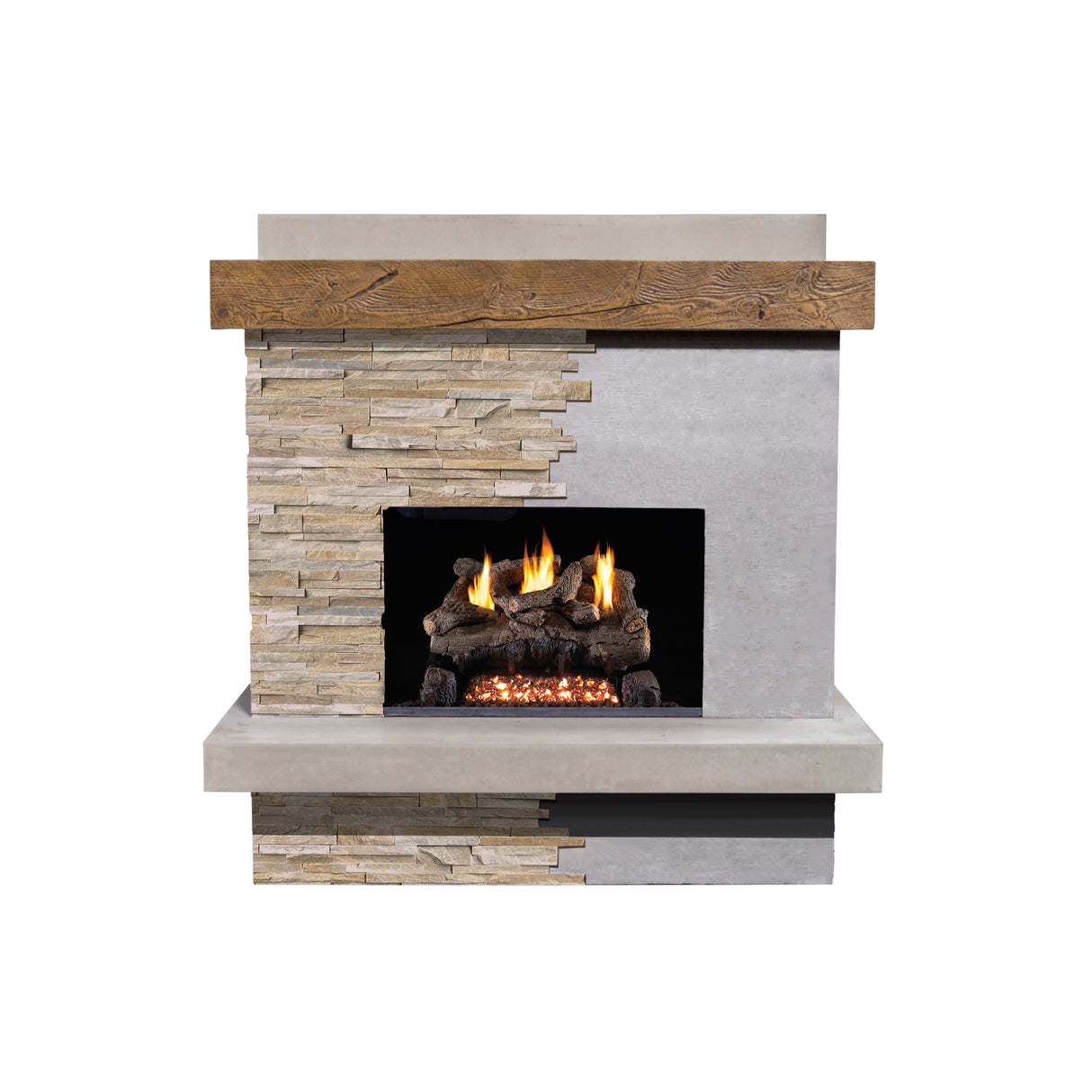 American Fyre Designs Brooklyn Vented Fireplace w/ "Board-formed" Texture