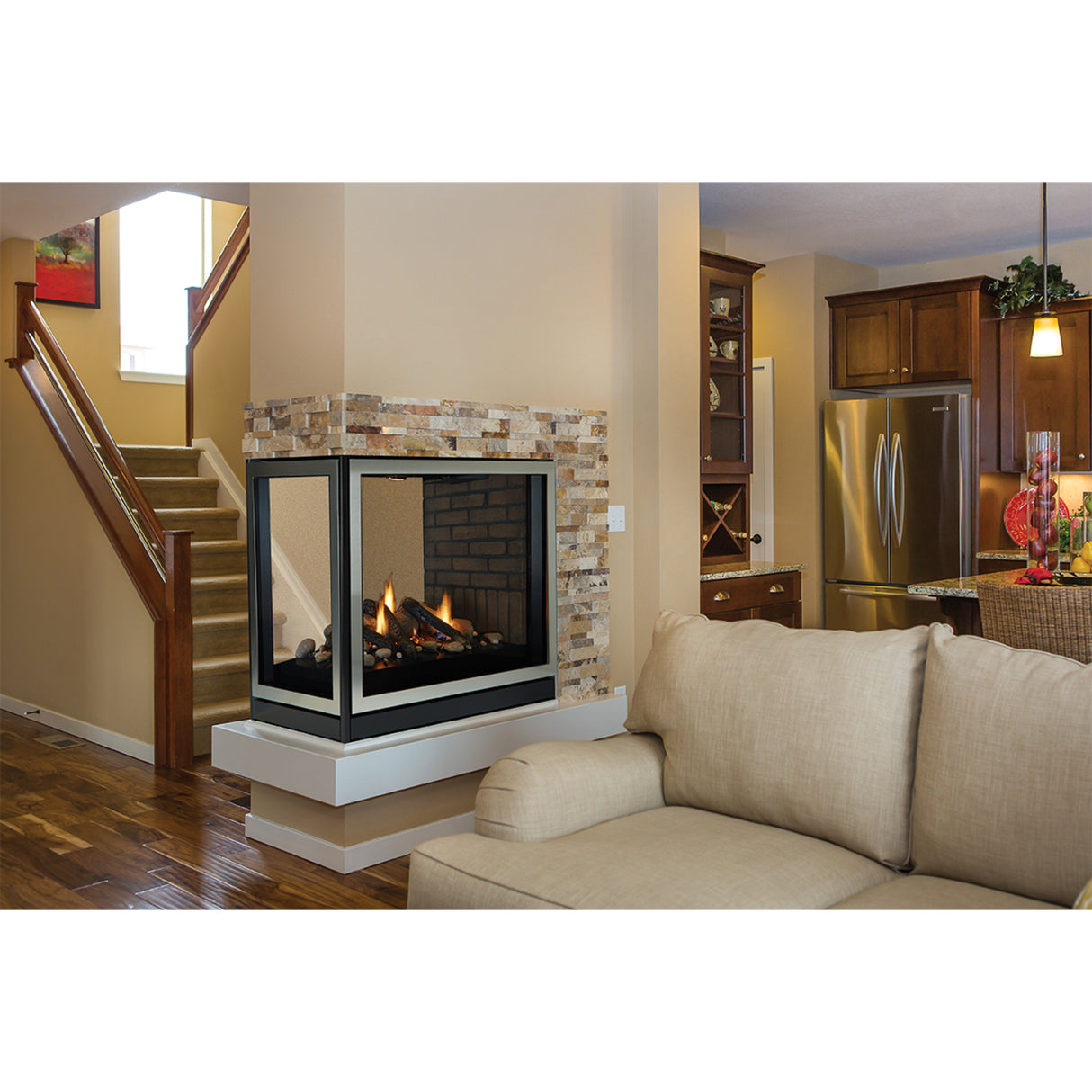 Empire Madison Premium 36'' Clean-Face Direct-Vent Peninsula and See-Through Fireplace