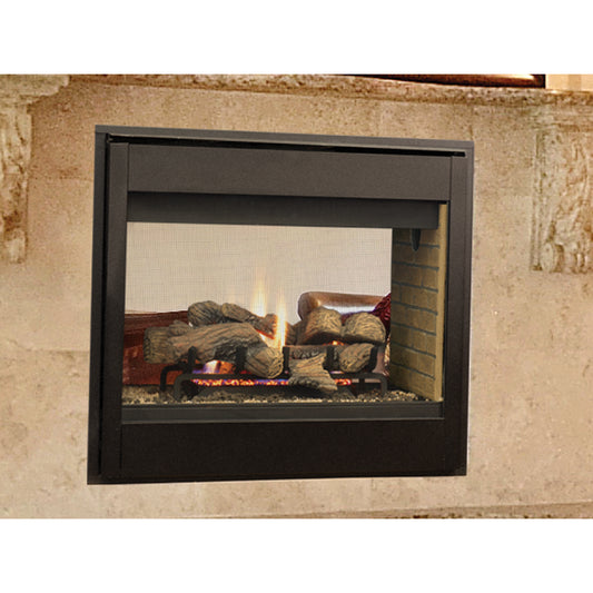 Astria Eros 35ST Direct-Vent Fireplace, Top/Rear Combo, See-Through, Louvered