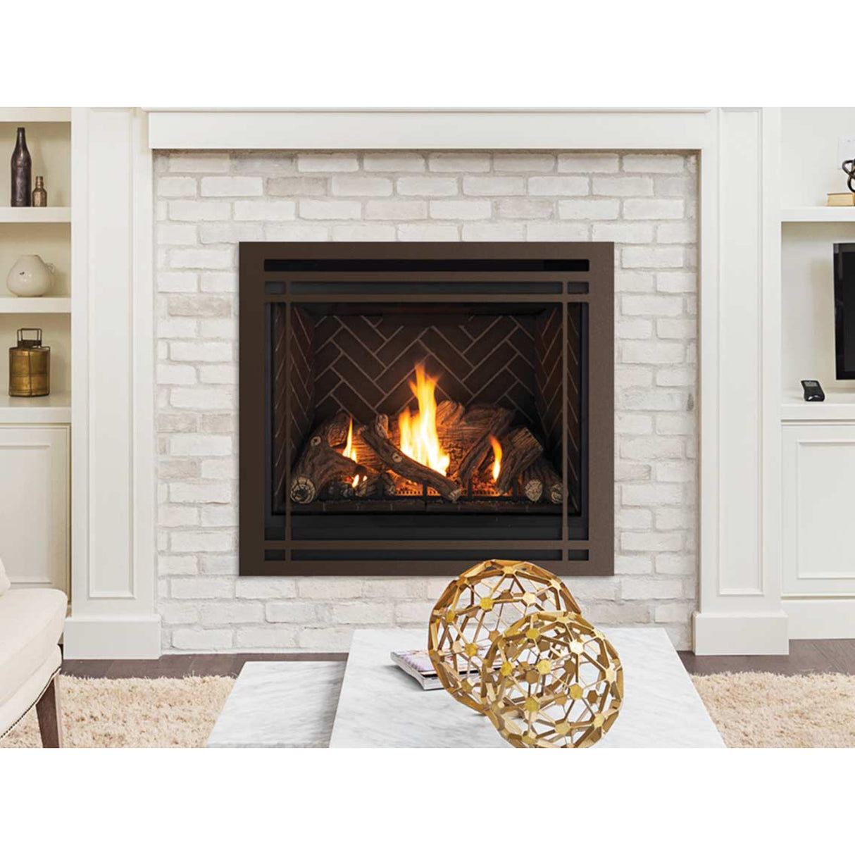 Astria Gemini 35" DLX Direct-Vent Fireplace, Top/Rear Combo