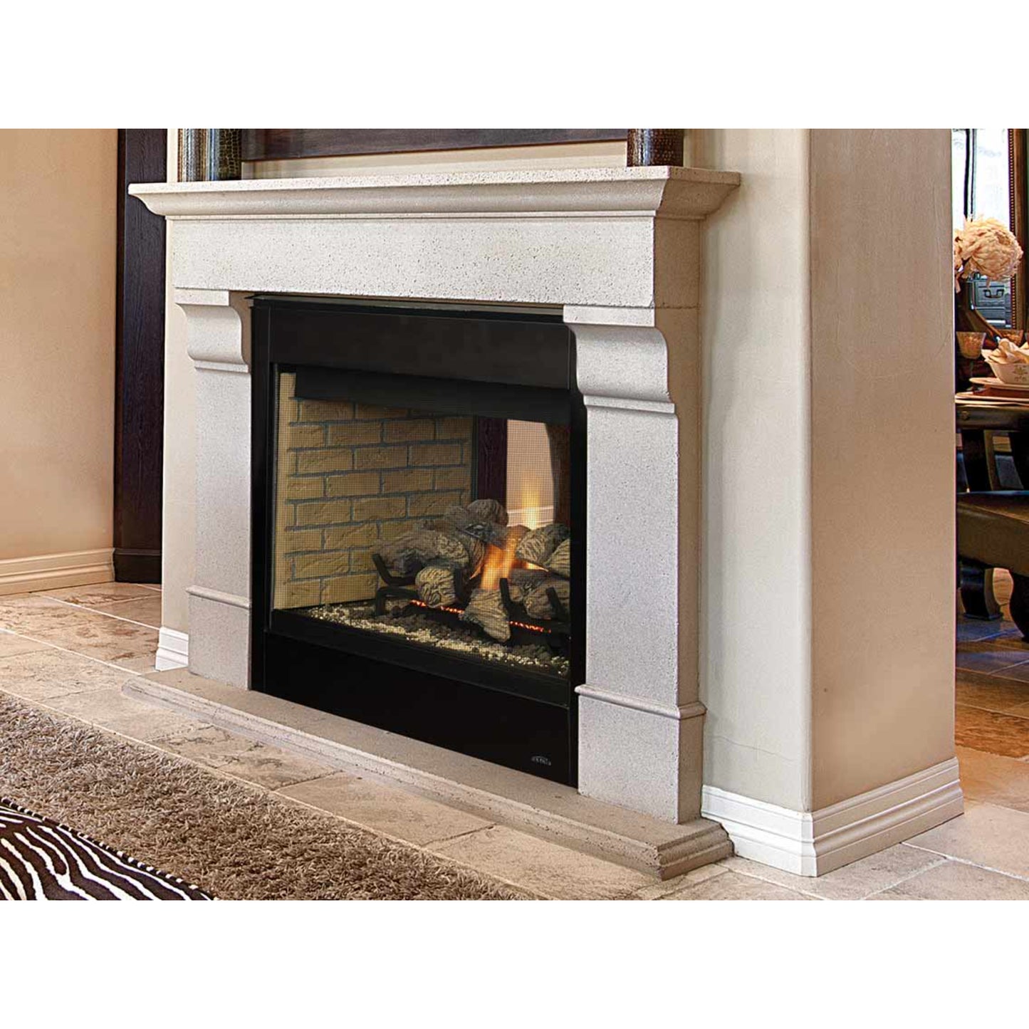 Astria Libra 40ST Direct Vent Gas Fireplace, Top/Rear Combo, See-Through, Louverless