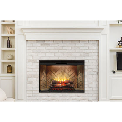 Dimplex Revillusion 42 inch Built-In Electric Firebox w/ Glass and Plug Kit | Herringbone Brick