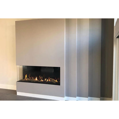 Flare Fireplaces Modern Left Corner Indoor Fireplace with 30" Extra High Glass