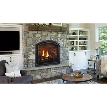 Heat & Glo Cerona 36" Direct Vent Gas Fireplace Top Vent Arched Fireplace with IntelliFire Touch Ignition and Tranquil Greige Brick (NG)