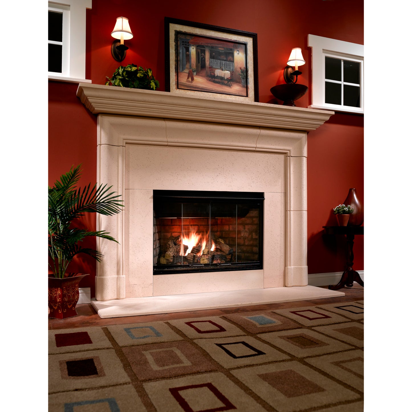 Heat & Glo Reveal 36" Open Hearth B-Vent Gas Fireplace radiant unit with IntelliFire (NG) with Traditional Brick Refractory