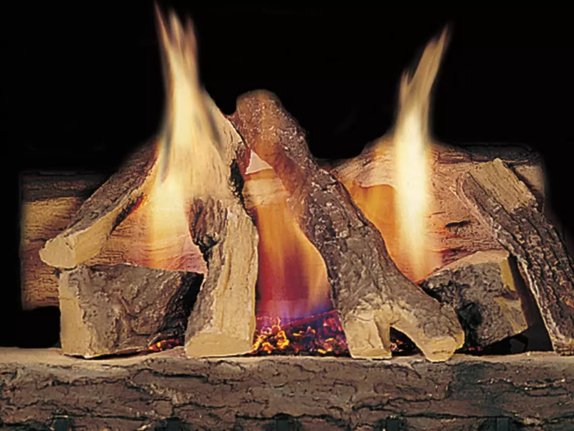 Heat & Glo Campfire Fiber Gas Log Set with Stainless Steel Burner and Hearth Kit