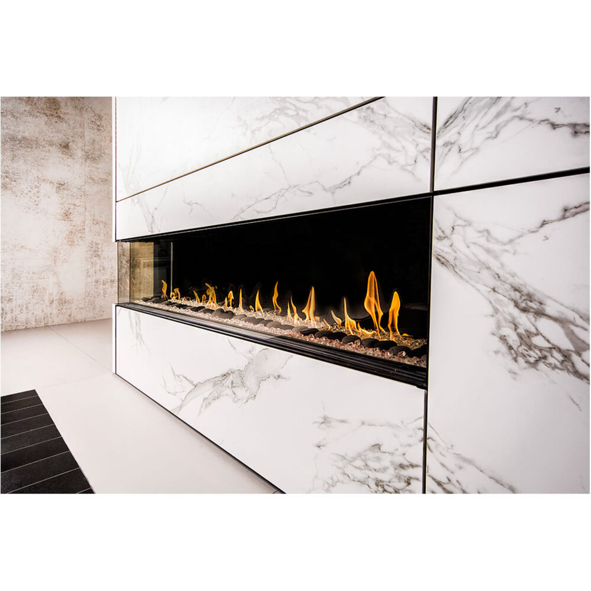 Flare Fireplaces Modern Left Corner Indoor Fireplace with 30" Extra High Glass