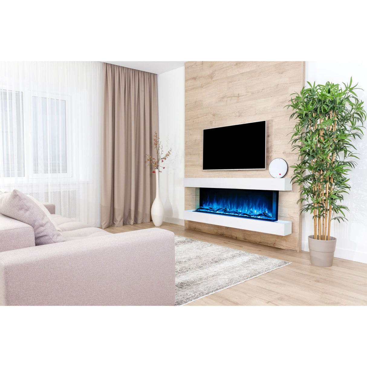 Modern Flames Landscape Pro 58'' Electric Fireplace Wall Mount Studio Suite | White Ready to Paint