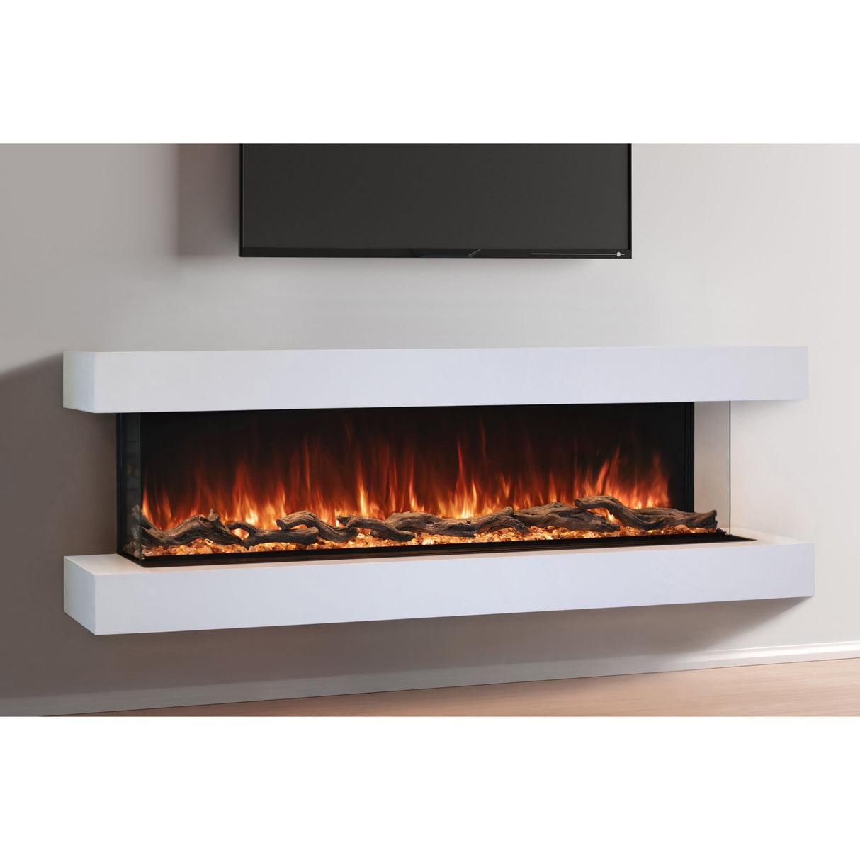 Modern Flames Landscape Pro Electric Fireplace, 56'' Wall Mount Studio Suite | White Ready to Paint