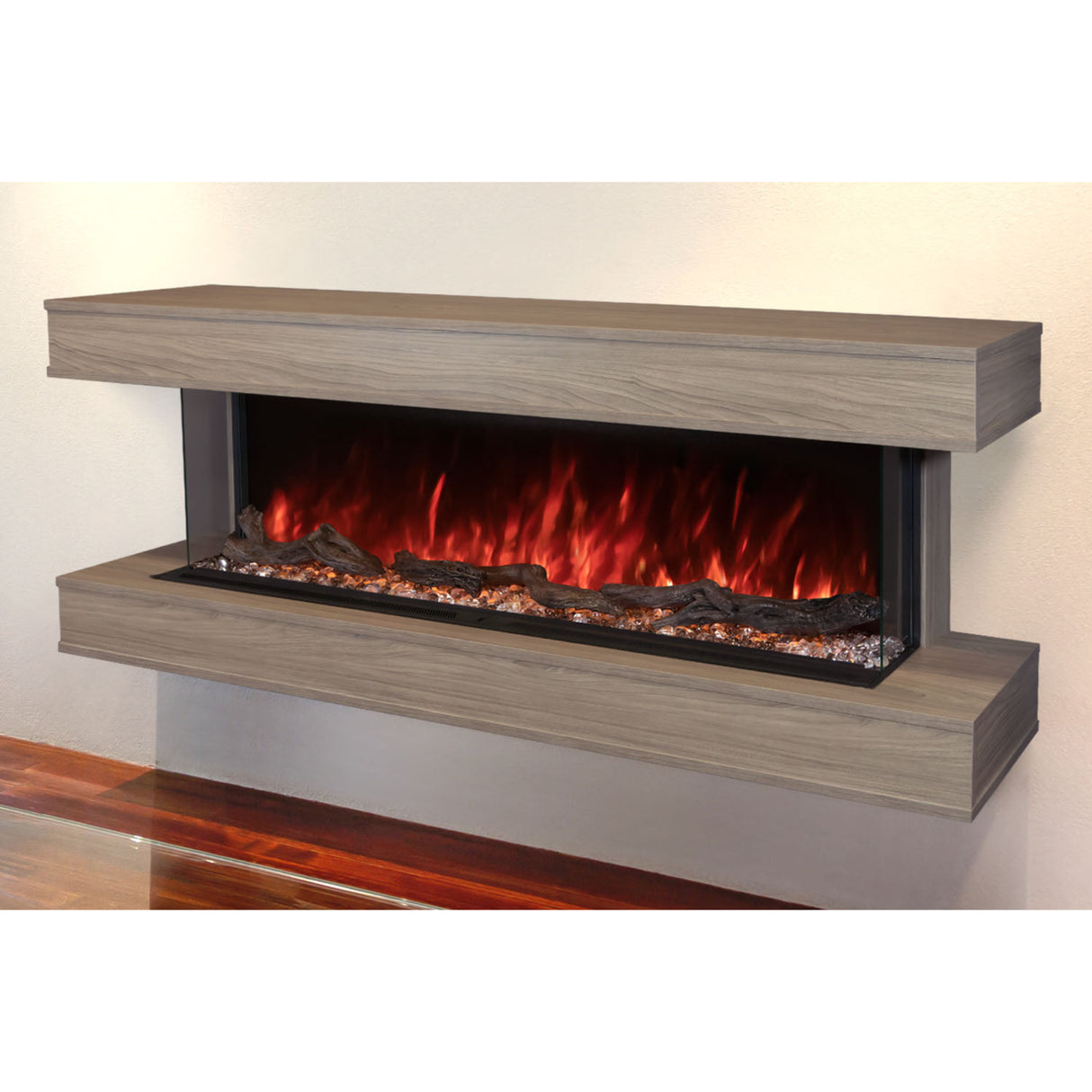 Modern Flames Landscape Pro 58'' Studio Suite Wall Mount Mantel Package | Coastal Sand