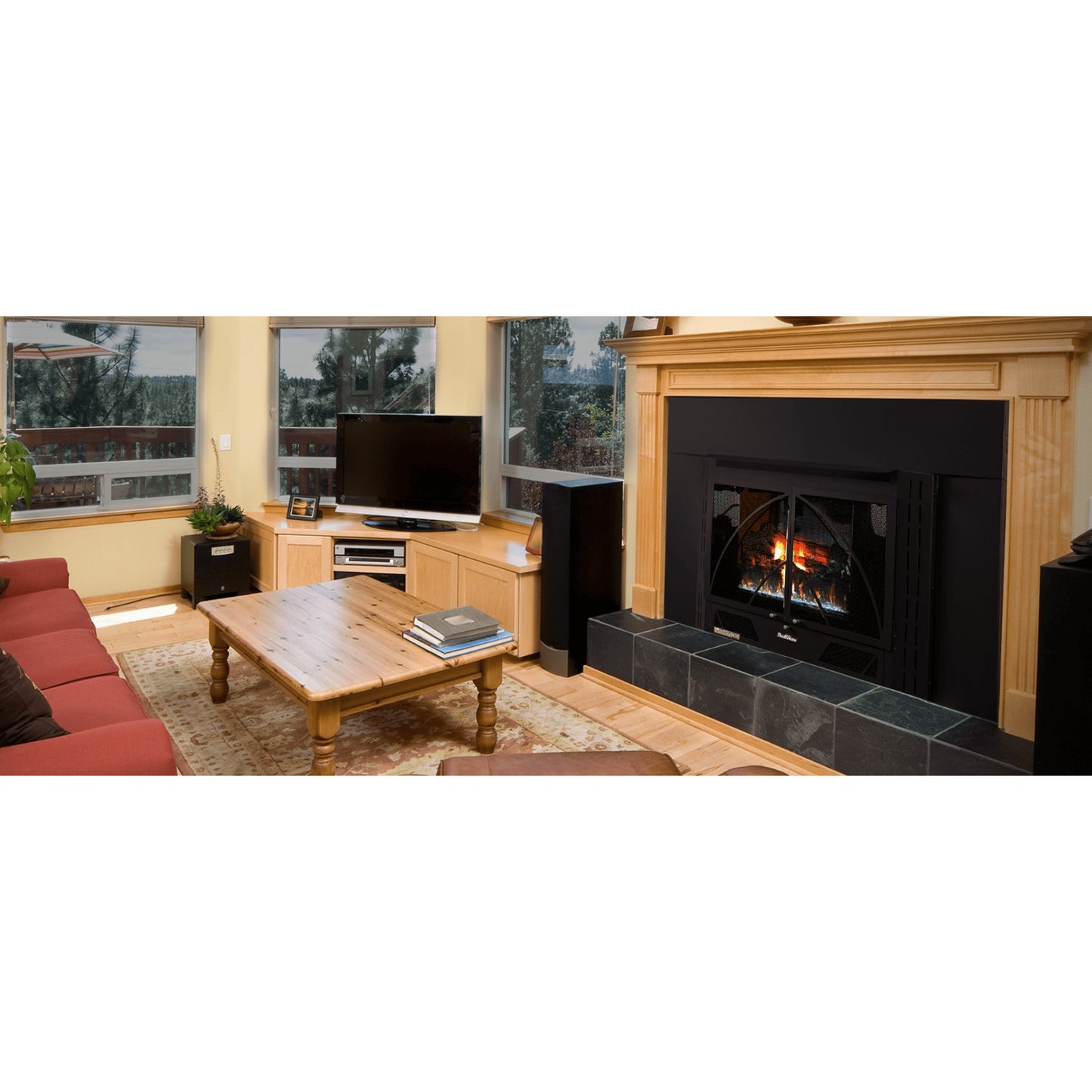 Buck Stove Manhattan 34ZC Old Town Red Vent Free Gas Fireplace