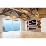 Modern Flames Allwood Wall System in Coastal Sand | 60'' Spectrum Slimline Electric Fireplace