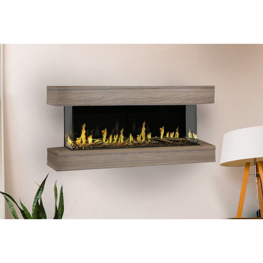 Modern Flames Orion Multi Electric Fireplace, 88'' Wall Mount Studio Suite | Coastal Sand