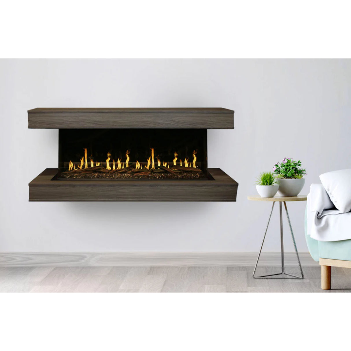 Modern Flames Orion Multi Electric Fireplace, 73'' Wall Mount Studio Suite | Driftwood Gray