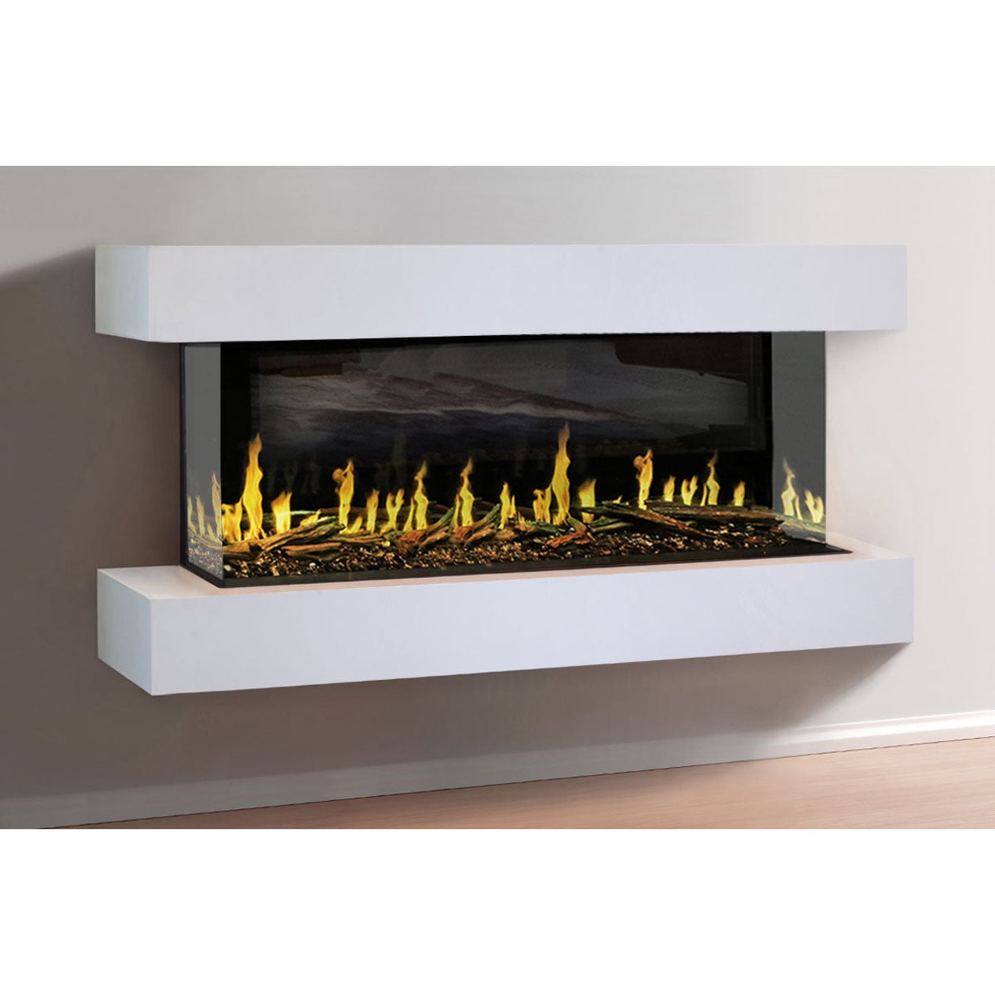 Modern Flames Orion Multi Electric Fireplace, 73''Wall Mount Studio Suite | White Ready to Paint