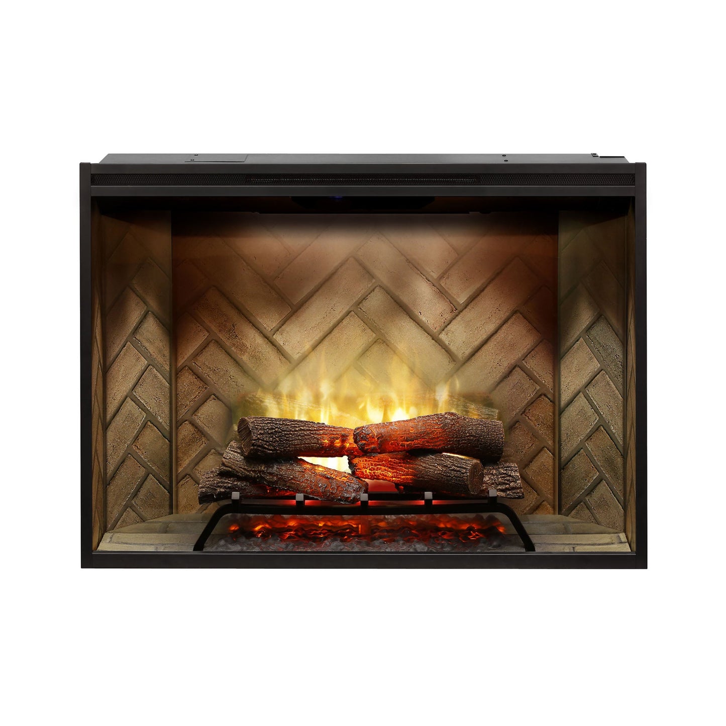 Dimplex Revillusion 42 inch Built-In Electric Firebox w/ Glass and Plug Kit | Herringbone Brick