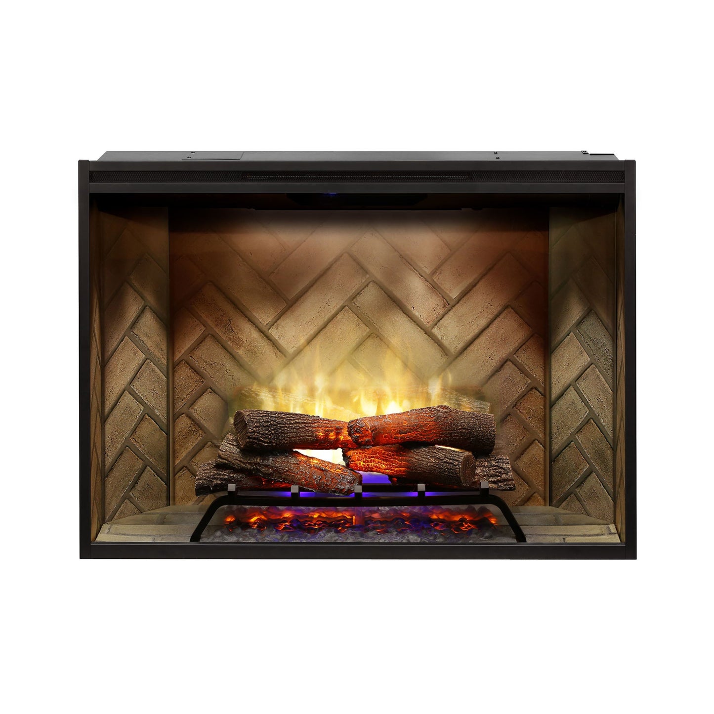 Dimplex Revillusion 42 inch Built-In Electric Firebox w/ Glass and Plug Kit | Herringbone Brick