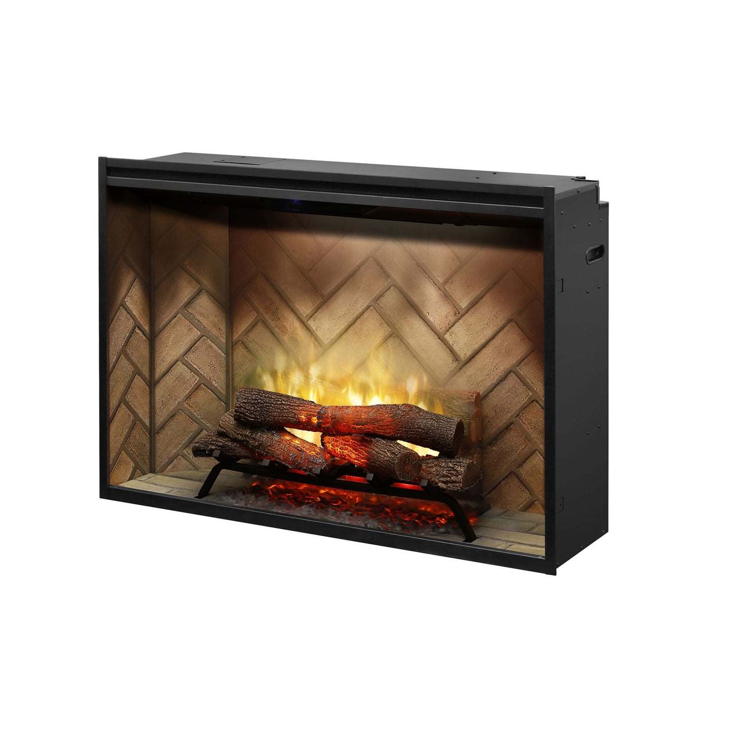 Dimplex Revillusion 42 inch Built-In Electric Firebox w/ Glass and Plug Kit | Herringbone Brick