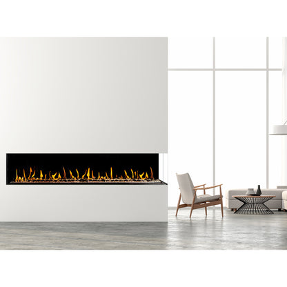 Flare Fireplace Modern Right Corner Linear Fireplace with 16'' Glass