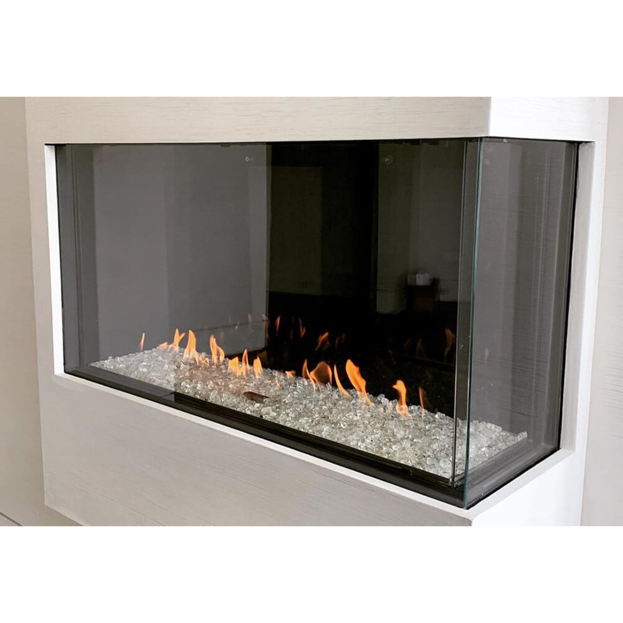 Flare Fireplace Modern Right Corner Linear Fireplace with 16'' Glass