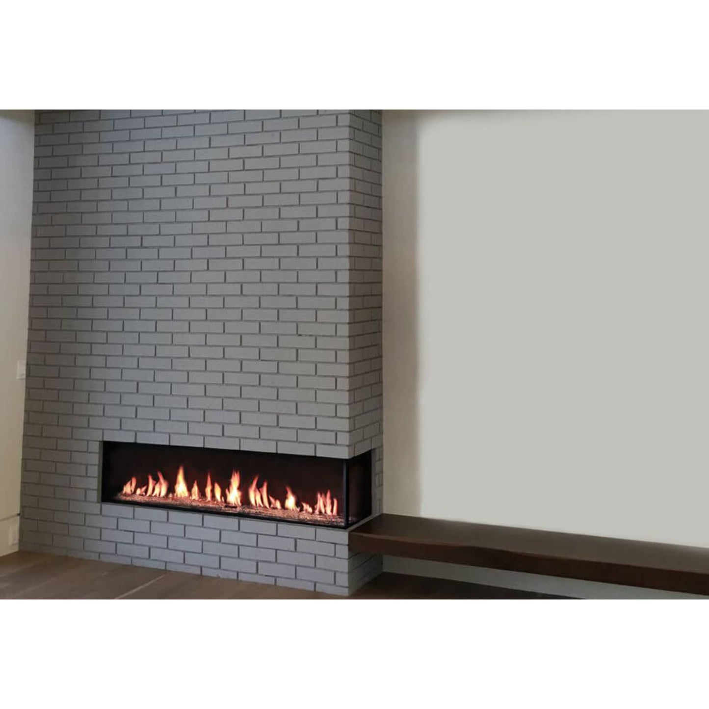 Flare Fireplace Modern Right Corner Linear Fireplace with 16'' Glass