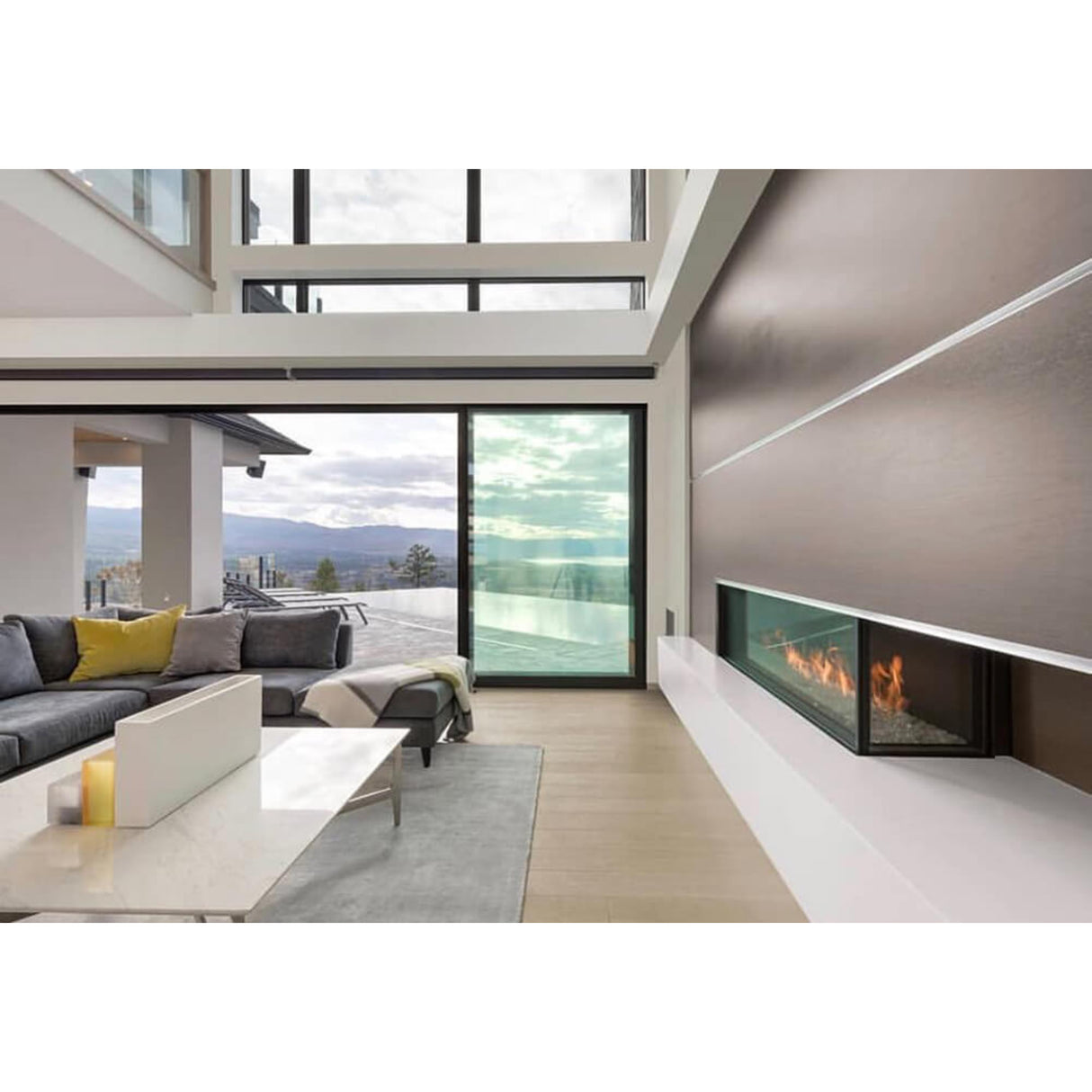 Flare Fireplace Modern Right Corner Linear Fireplace with 16'' Glass