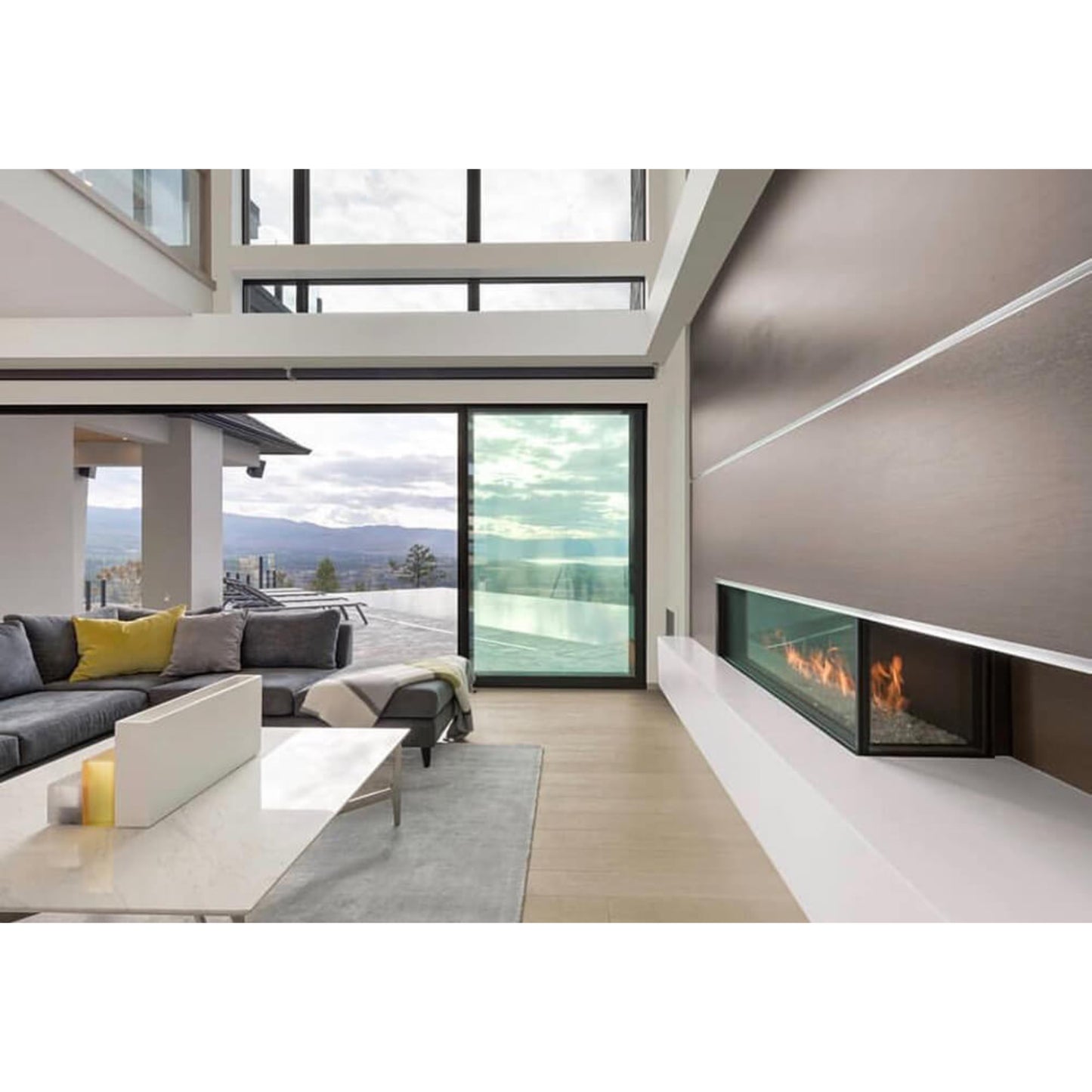 Flare Fireplace Modern Right Corner Linear Fireplace with 16'' Glass