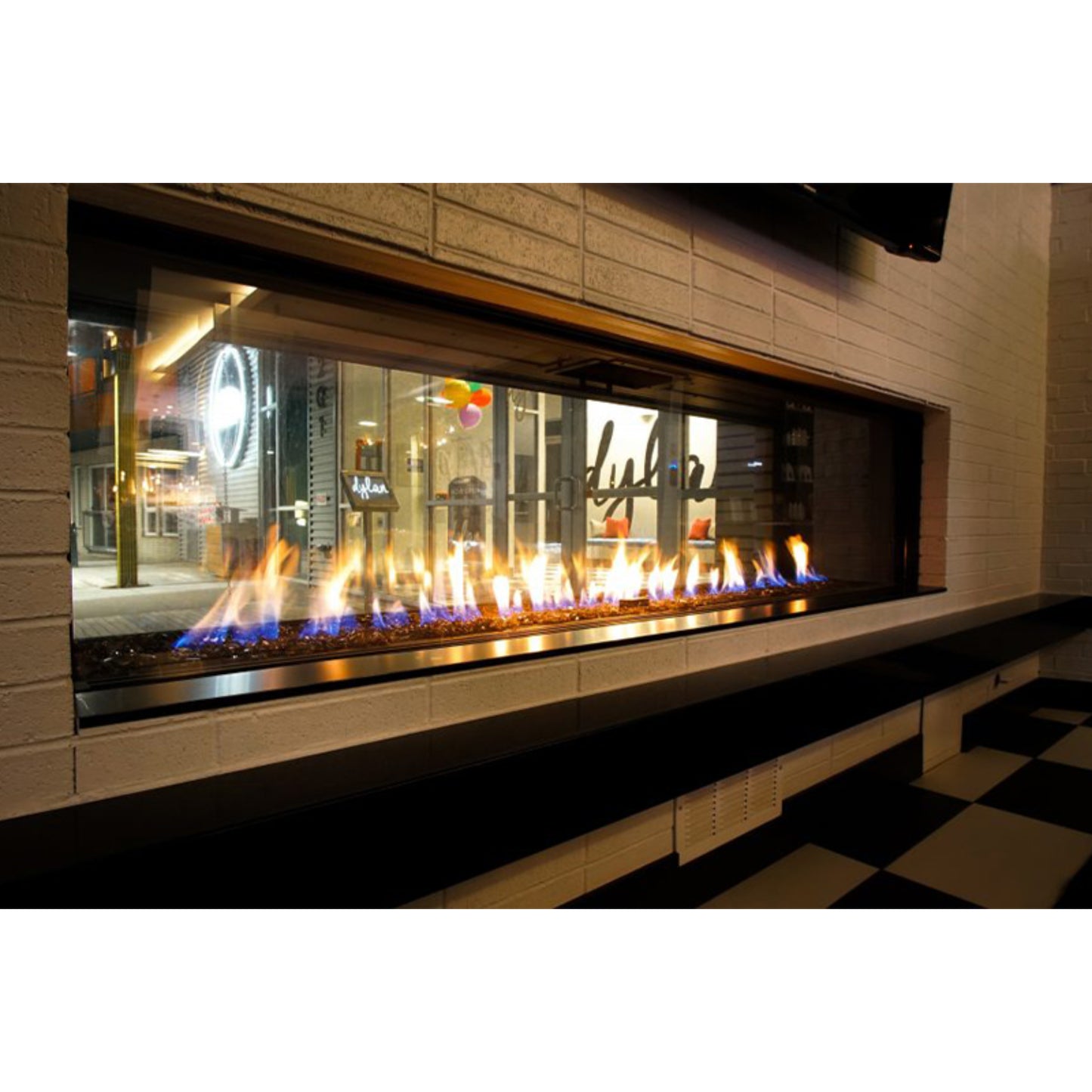 Flare Fireplaces See-Through Commercial Fireplace with 16" Glass