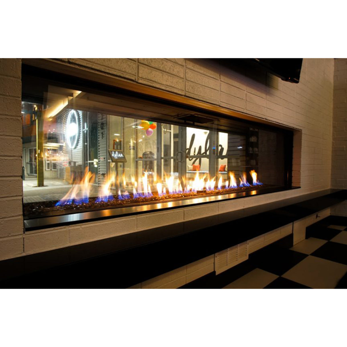 Flare Fireplaces Modern Commercial See Through with 30″ Extra High Glass