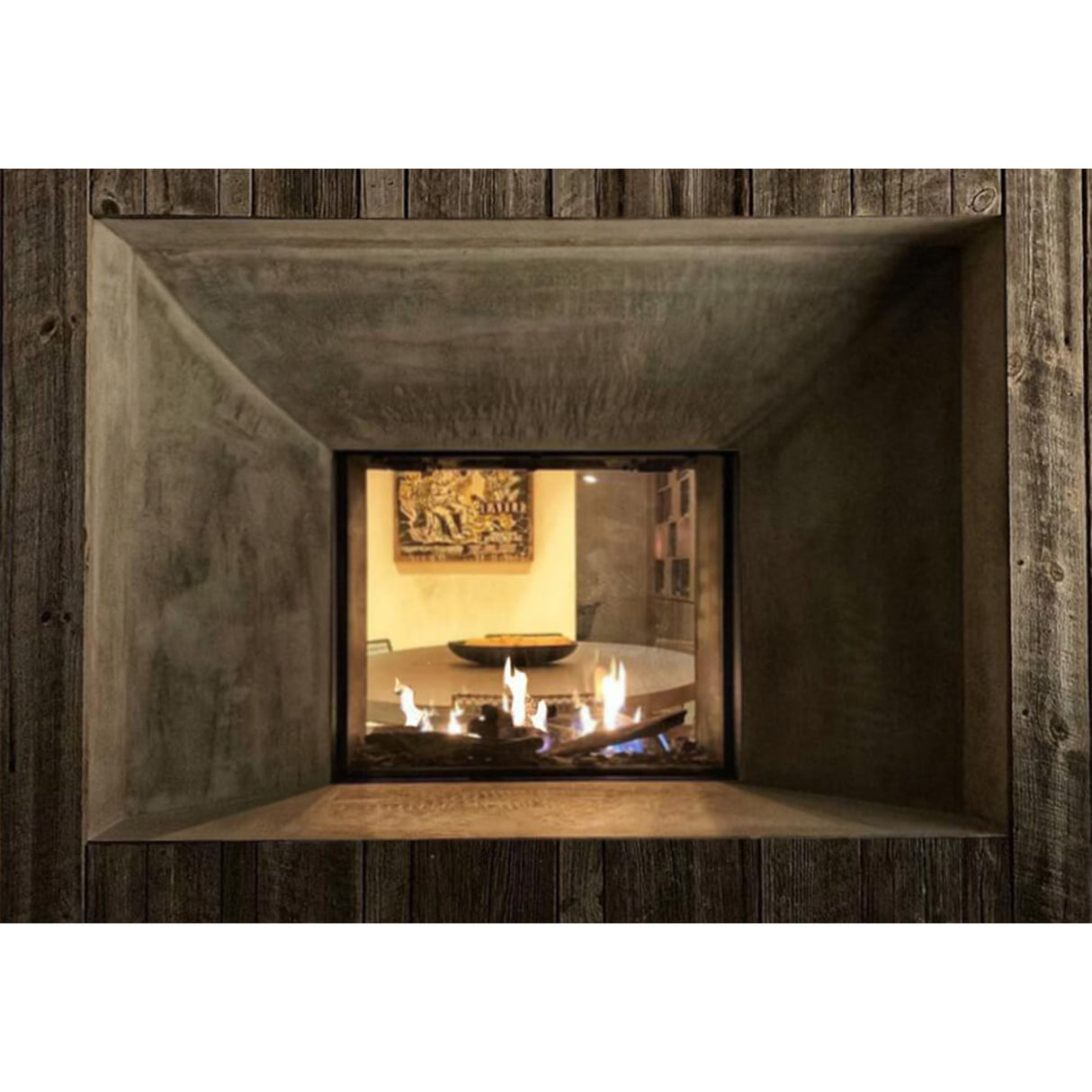 Flare Fireplaces Modern See Through Linear Fireplace 24" High Glass