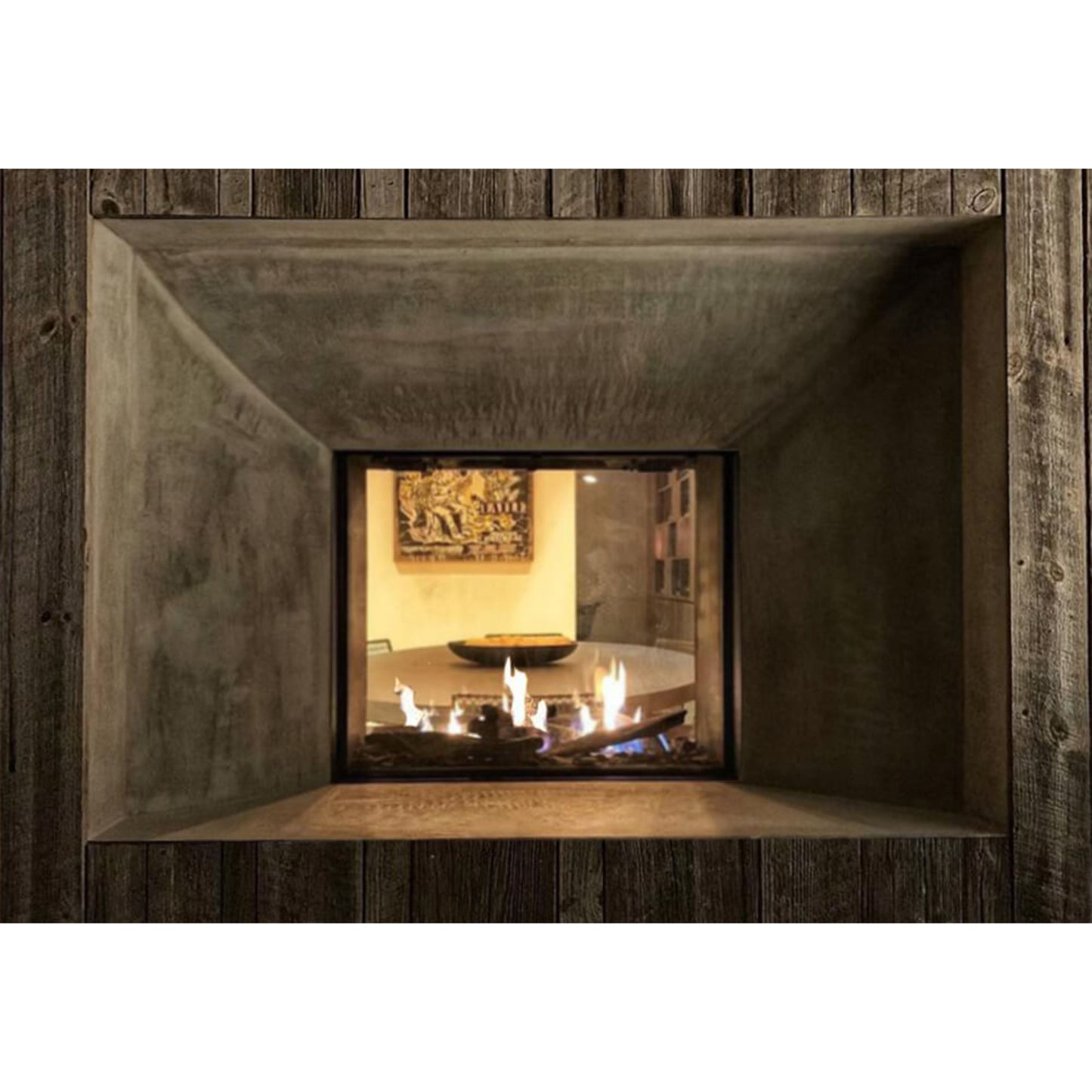 Flare Fireplaces Modern See Through Linear Fireplace with 30" Extra High Glass