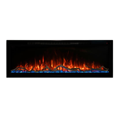 Modern Flames Allwood Wall System in Weathered Walnut | 60'' Spectrum Slimline Electric Fireplace