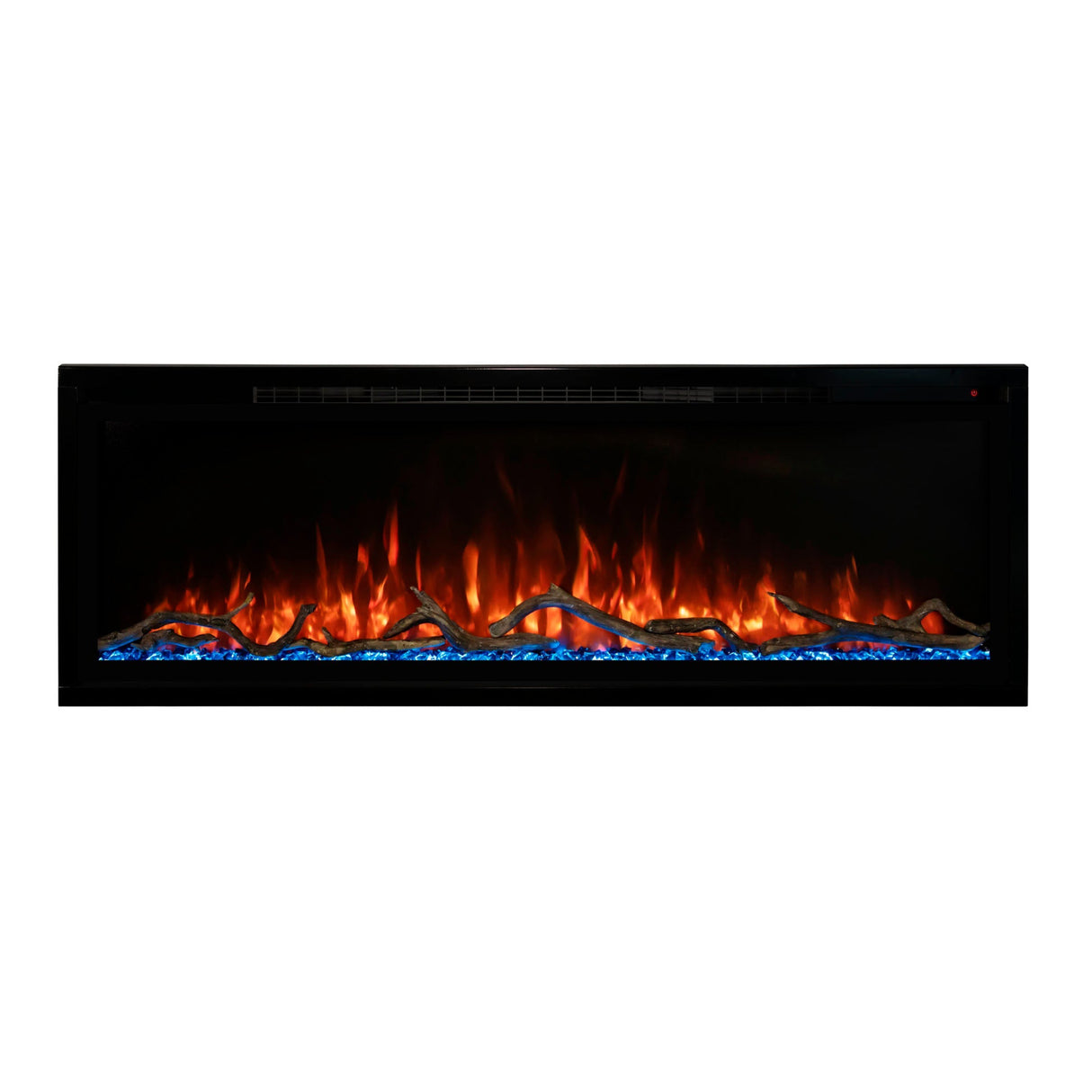 Modern Flames Allwood Wall System in Coastal Sand | 60'' Spectrum Slimline Electric Fireplace