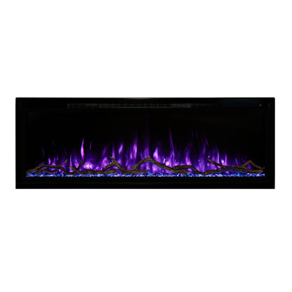 Modern Flames Allwood Wall System in Weathered Walnut | 60'' Spectrum Slimline Electric Fireplace