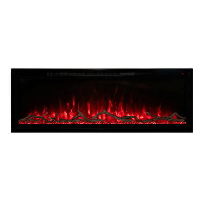 Modern Flames Allwood Wall System in Weathered Walnut | 60'' Spectrum Slimline Electric Fireplace