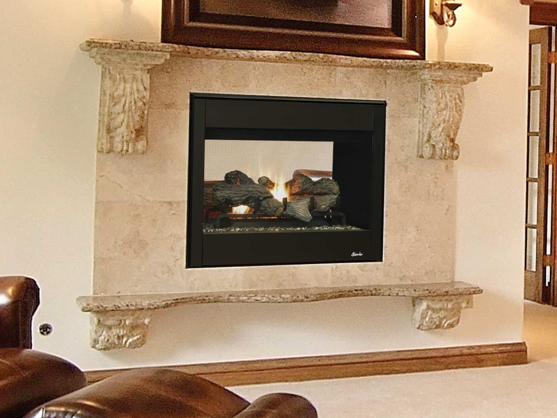 Superior DRT35ST 35" Direct-Vent Fireplace, Top/Rear Combo, See-Through, Louvered