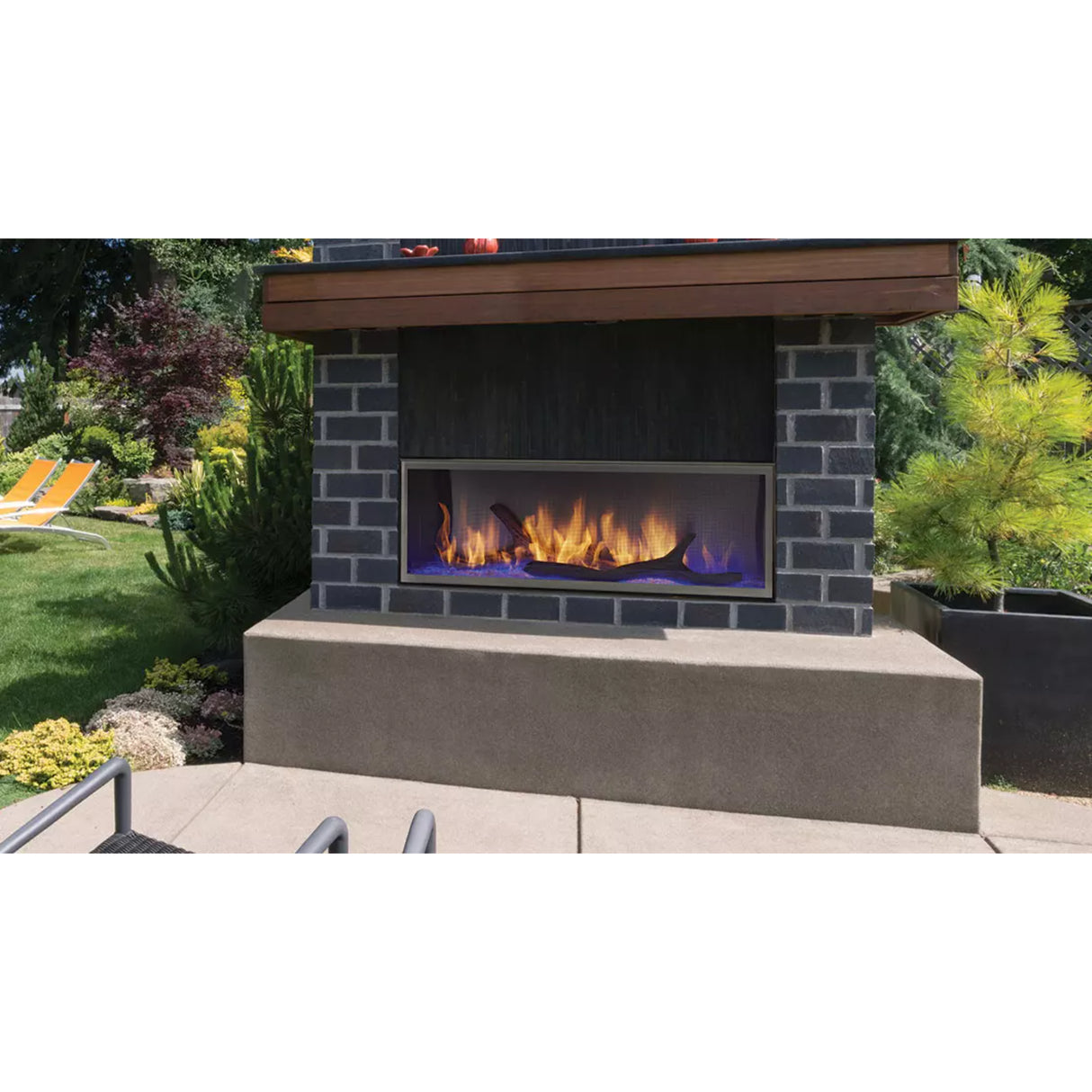 Heat & Glo Lanai 48'' Outdoor Linear Fireplace with IntelliFire Ignition, Single-sided