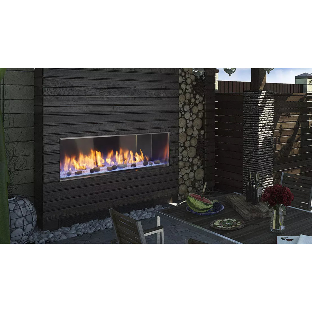 Heat & Glo Lanai 48'' Outdoor Linear Fireplace with IntelliFire Ignition, Single-sided