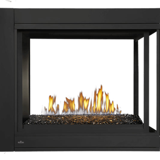 Napoleon Ascent Multi-View Three-Sided Peninsula Direct Vent Gas Fireplace with Glass Bed