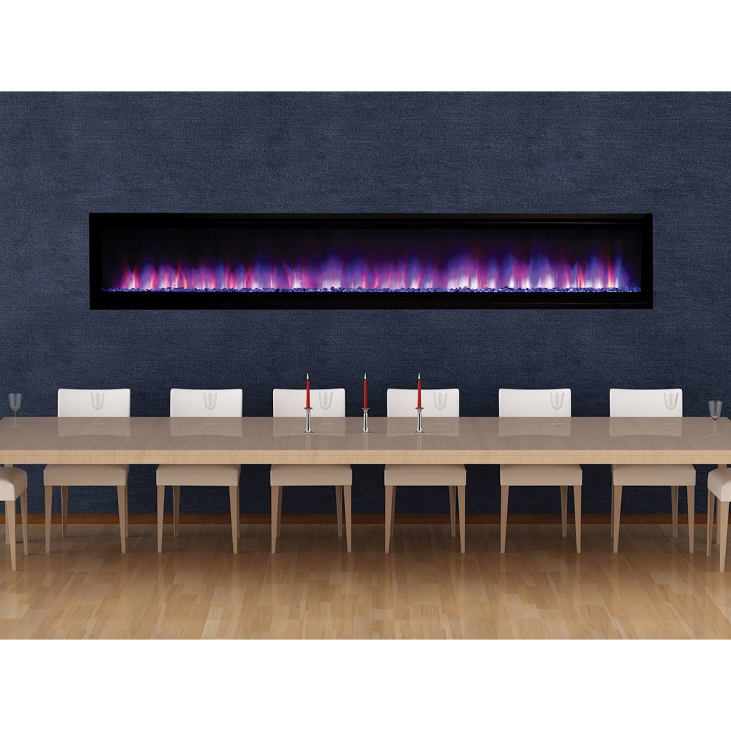 Astria Plexus 100" Electric Fireplaces, Radiant, Front View