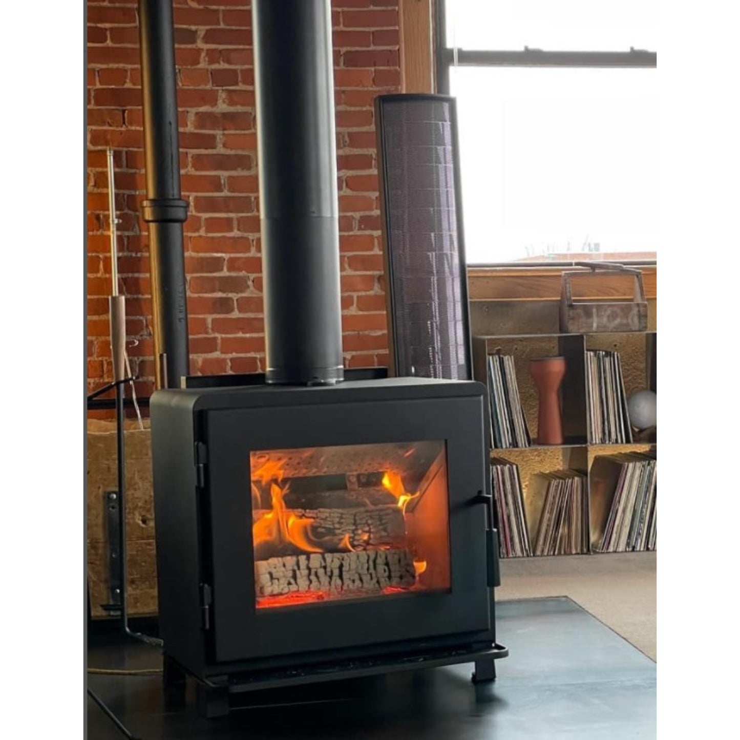 MF Fire Nova Wood Burning Stove with Door - Satin Black