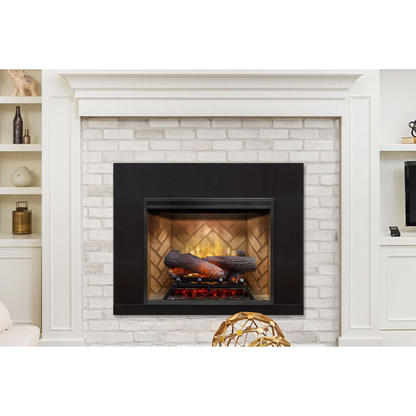 Dimplex Revillusion 24 inch Built-In Electric Firebox | Herringbone Brick