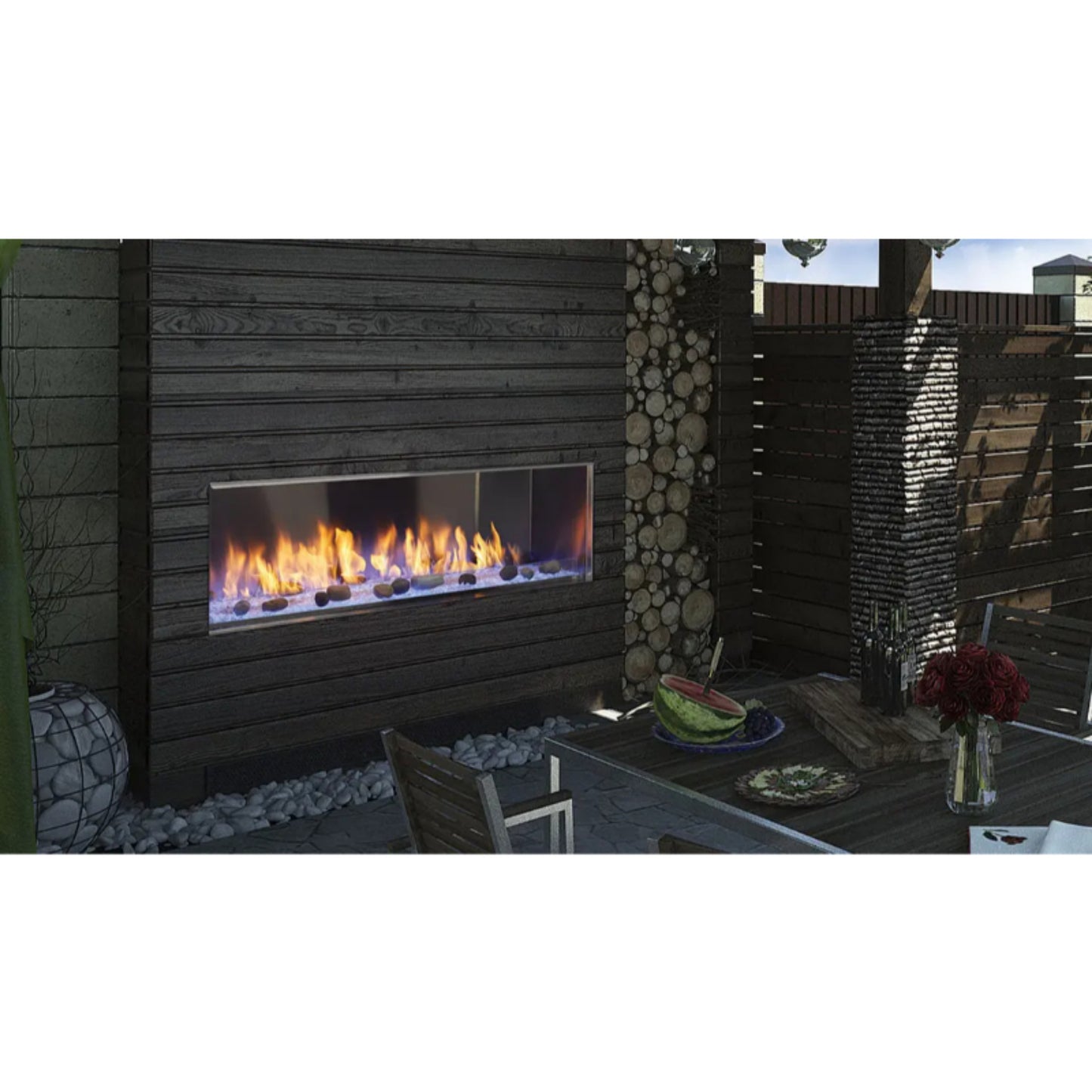 Majestic Lanai 60" Outdoor Gas Linear Fireplace with IntelliFire Ignition, Single-sided