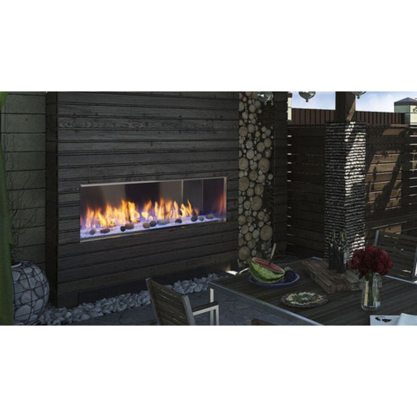 Majestic Lanai 48" Outdoor Linear Fireplace with IntelliFire Ignition, See-through