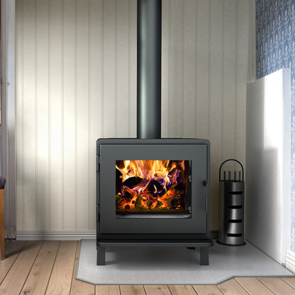 MF Fire Nova Wood Burning Stove with Door - Satin Black