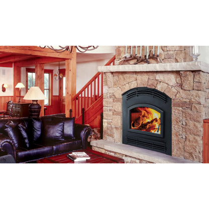 Majestic Pioneer III 48" Classic Black Traditional Wood Burning Fireplace With Arch Door