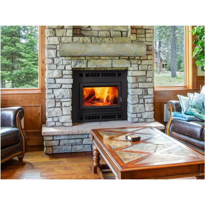 Majestic Pioneer III 48" Classic Black Traditional Wood Burning Fireplace With Arch Door