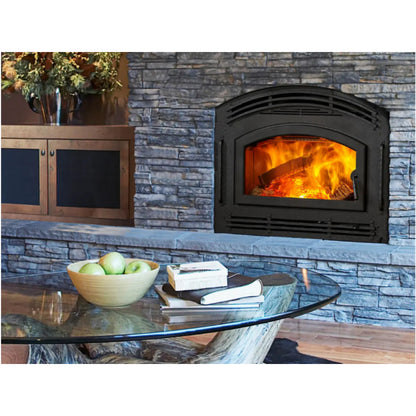 Majestic Pioneer II 40" Traditional Wood Burning Fireplace With Classic Black Front and Single Arch Door