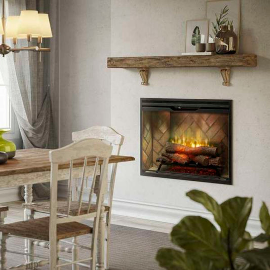 Dimplex Revillusion 36" Built-in Electric Firebox|Herringbone, with Glass Pane and Plug Kit