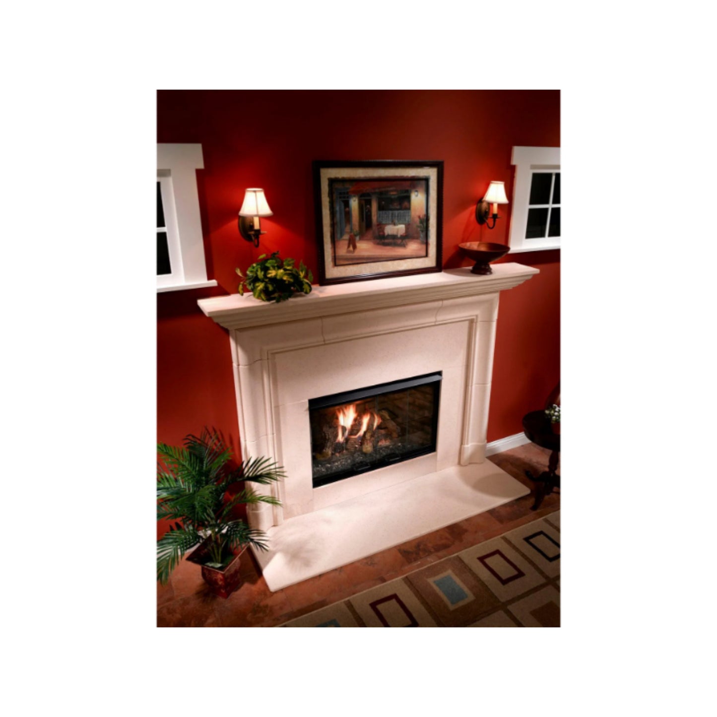 Majestic Reveal 36" Open Hearth B-Vent Gas Fireplace radiant unit with IntelliFire (NG) with Traditional Brick Refractory